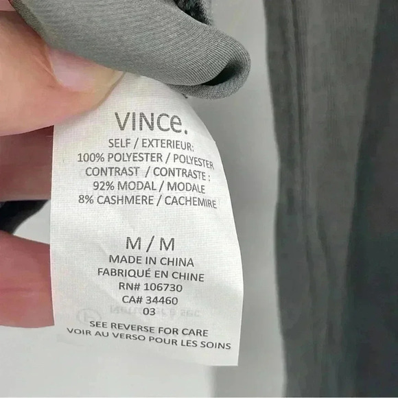 Vince Split Neck Long Sleeve Gray Blouse Top Like New! - Picture 11 of 13